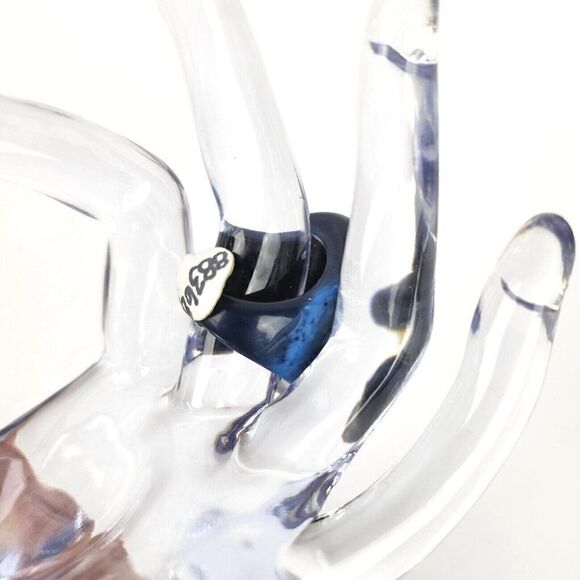 Lot of 2 Vintage Large Blue Plastic Flower Butterfly Statement Rings sz 6.25-6.5 - Picture 4 of 8